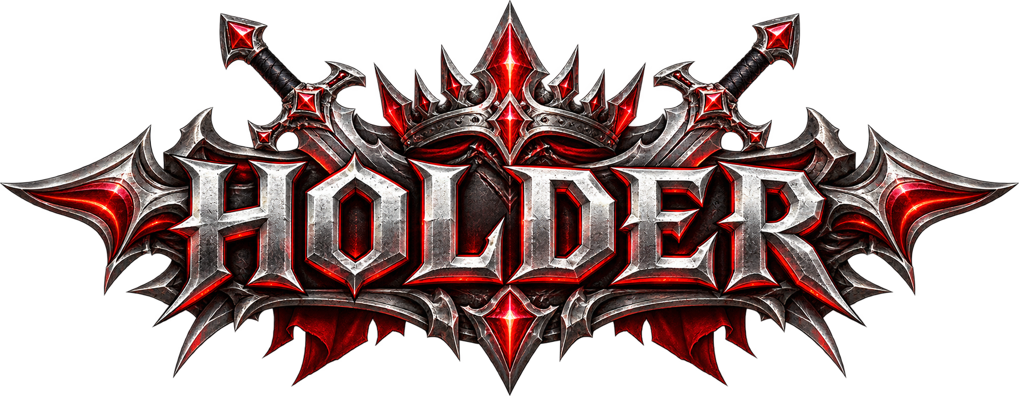 Holder silver and red emblem