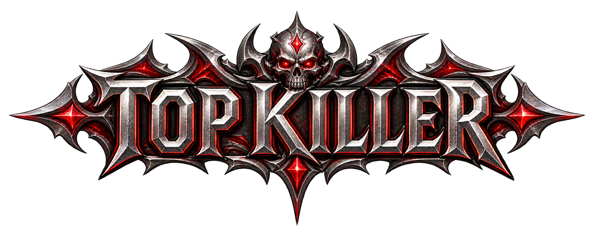 Top Killer silver and red skull emblem